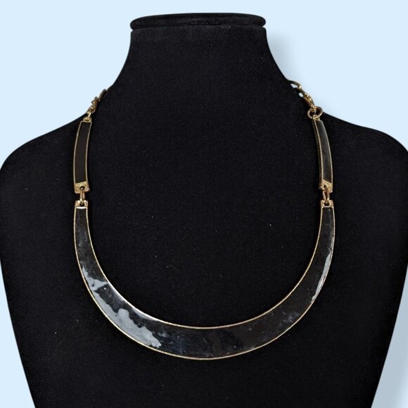 (2/$20) Black Enamel Statement Necklace - Picture 1 of 5